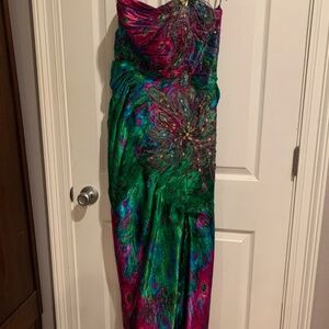Multi-color bejeweled Mardi Gras gown